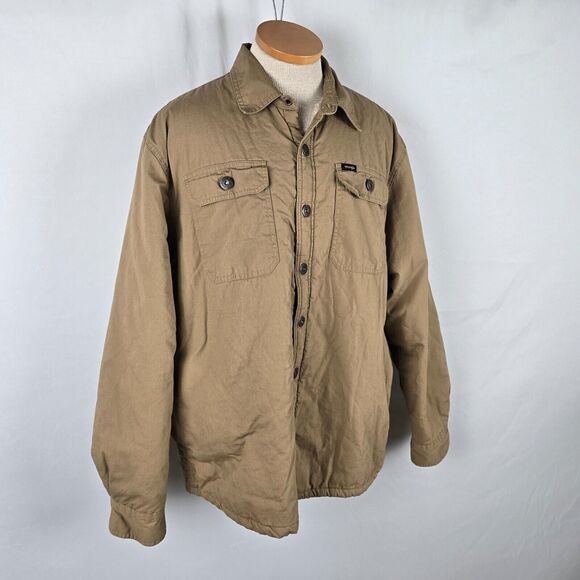 Wrangler Jacket Men's Large Tan Sherpa Lined Collared Long Sleeve Button Pockets - Picture 14 of 14